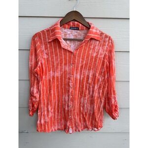 David Cline Ladie's Snap Up Roll Top Sleeve Crushed "Taffy" Blouse Size M
